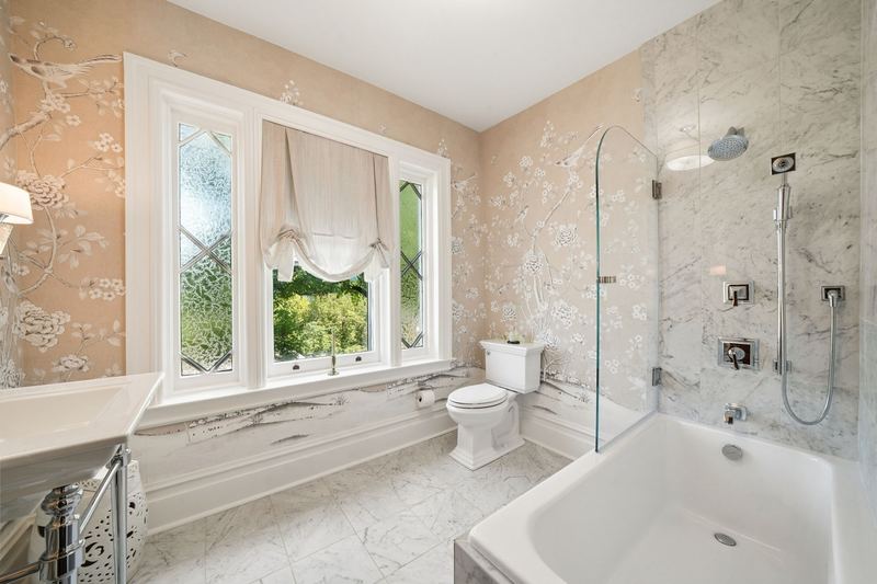 Renovated bath with cast iron tub and glass shower, 700 Meade Street